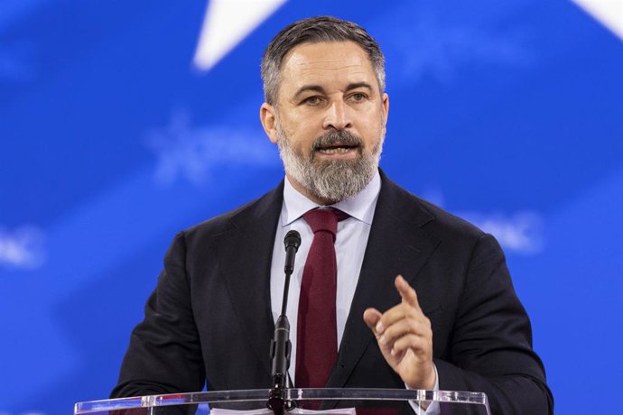 Archivo - El presidente de Vox, Santiago Abascal, en la a Conferencia Política de Acción Conservadora (CPAC) el 20 de febreto de 2025 (Archivo).