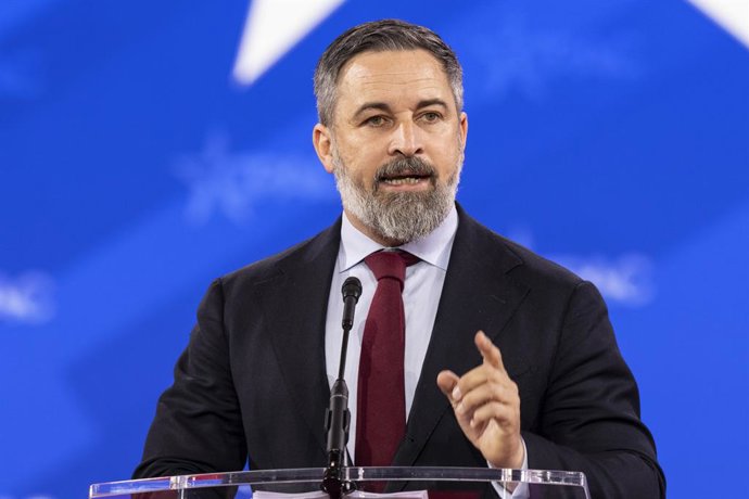 Archivo - February 20, 2025, National Harbor, Maryland, USA: Santiago Abascal Conde, leader of Vox party speaks during 2025 CPAC Conference Day 1 at Gaylord Convention Center in National Harbor, Maryland on February 20, 2025.,Image: 966605941, License: Ri