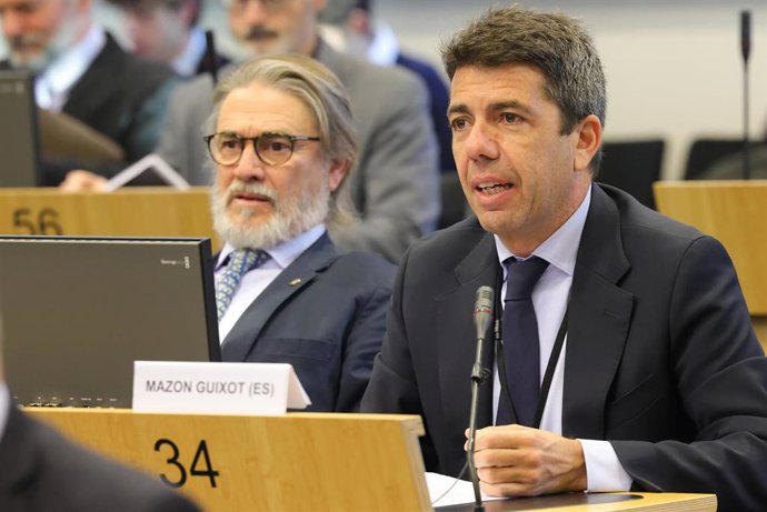 El presidente de la Generalitat, Carlos Mazón, interviene en la constitución del Intergrupo del Vino del Comité de las Regiones