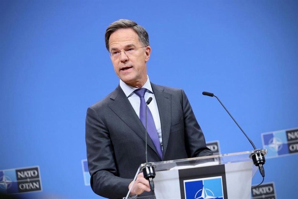 Mark Rutte, secretario general de la OTAN, comparece ante los medios en Bruselas