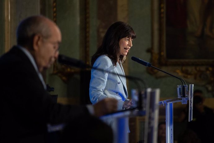 La ministra de Igualdad, Ana Redondo, participa en un desayuno informativo de Fórum Europa, en el Real Casino Gran Círculo de Madrid, a 3 de abril de 2025, en Madrid (España).