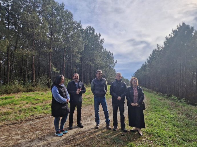 El director general de Gestión Forestal, Javier Vigil (tercero por la izda. En la imagen) durante su visita a actuaciones en el concejo de Llanes.
