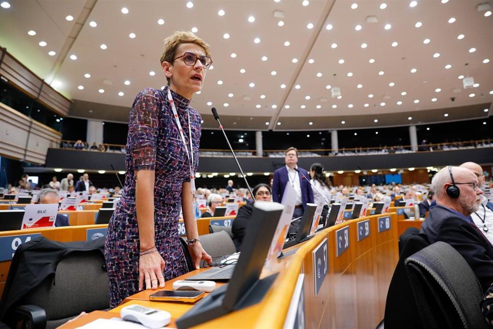 María Chivite interviene en el Pleno del Comité de las Regiones en Bruselas.