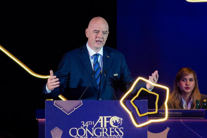 Archivo - El presidente de la FIFA, Gianni Infantino, en el Congreso de la Confederación Asiática de Fútbol.