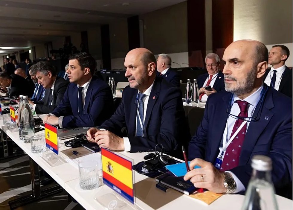 Rafael Louzán durante el Congreso de la UEFA en Belgrado