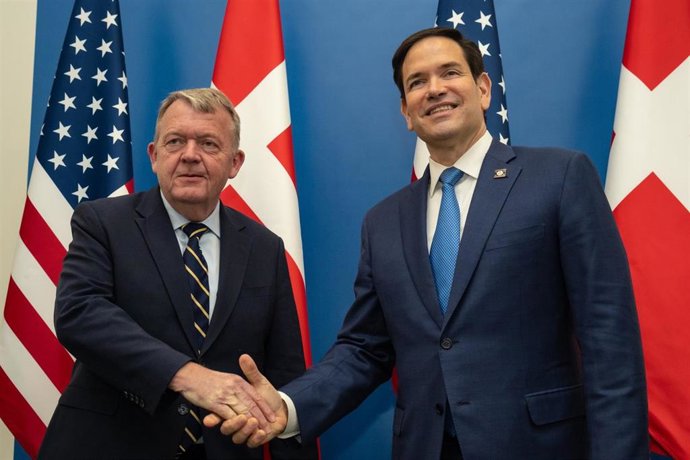  El secretario de Estado de Estados Unidos, Marco Rubio, y la ministra de Exteriores de Dinamarca, Lars Lokke Rasmussen, se reúnen en Bruselas