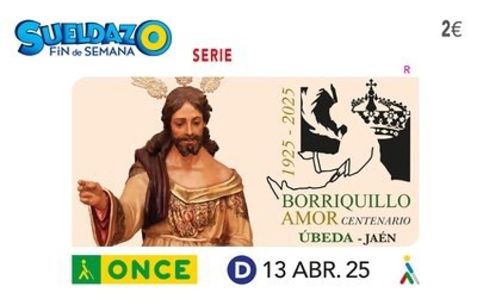 Imagen del cupón por el centenerio de la Hermandad del Borriquillo de Úbeda