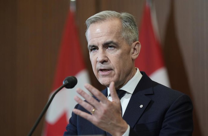 3 de abril de 2025, Ottawa, On, Canadá: O primeiro-ministro Mark Carney fala sobre tarifas durante uma coletiva de imprensa no Parliament Hill, em Ottawa, na quinta-feira, 3 de abril de 2025.