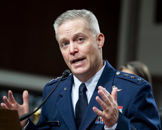Archivo - July 20, 2023, Washington, District of Columbia, USA: Lieutenant General TIMOTHY HAUGH, USAF, nominee to be Director, National Security Agency (NSA), speaking at a hearing of the Senate Armed Services Committee at the U.S. Capitol.