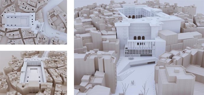 Maquetas del proyecto ganador del concurso de ideas de la plaza Mayor de Palma.