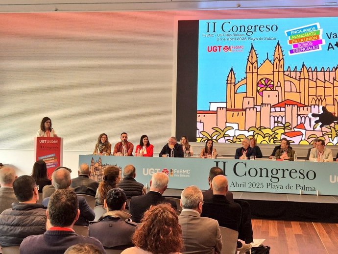 La secretaria de Estado de Turismo, Rosario Sánchez, participa en el III Congreso de Fesmc de UGT Baleares.