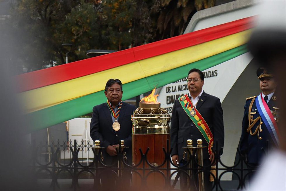 El vicepresidente de Bolivia, David Choqueacuanca, y el presidente Luis Arce.