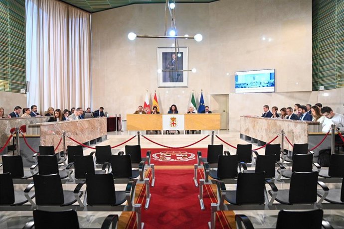 Pleno del Ayuntamiento de Almería celebrado el viernes, 4 de abril de 2025.