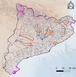 Mapa de les pincipals zones d'estudi 