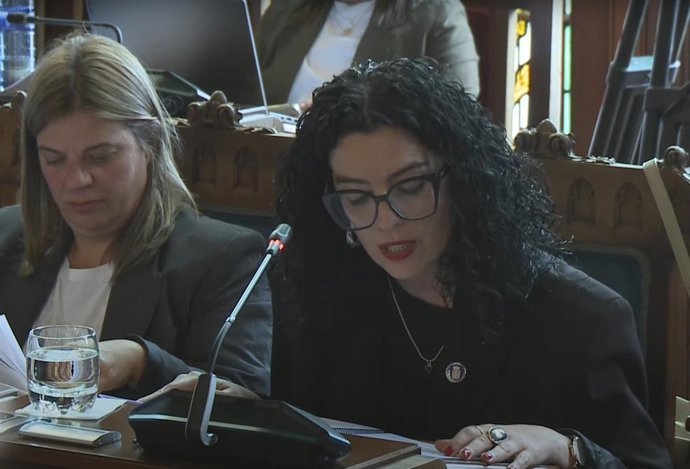 La consejera de Cultura, Política Llingüística y Deporte, Vanessa Gutiérrez, en la comisión sobre la proposición de reforma de la 'Ley Orgánica 7/1981, 30 de diciembre, de Estatuto de Autonomía del Principado de Asturias', para la oficialidad.