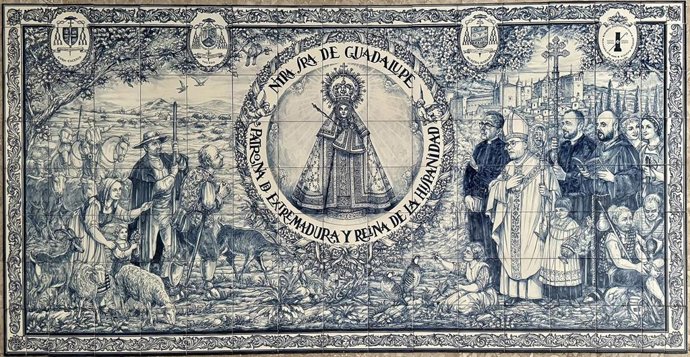 Archivo - Mural cerámico de la capilla de la Virgen de Guadalupe en el Campo de los Pastores de Belén.