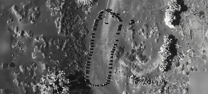 Vídeo difundido por Donald Trump de un supuesto ataque aéreo contra un grupo de hutíes.