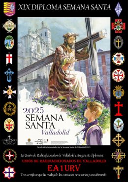 Cartel del diploma de Semana Santa organización por la Unión de Radioaficionados de Valladolid (URV).