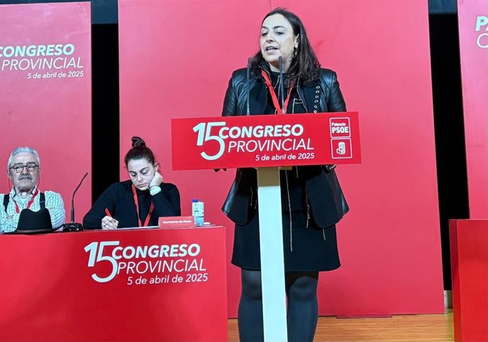 La actual secretaria provincial del Partido Socialista en Palencia y alcaldesa de la capital palentina, Miriam Andrés, durante el 15 Congreso Provincial