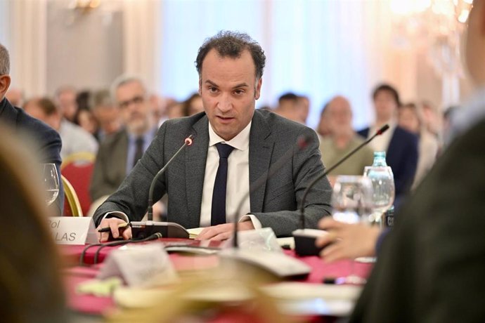 El director del Cidob, Pol Morillas, en la jornada 'War and Peace in the 21st Century. The future of the Middle East' en el Palau de Pedralbes.