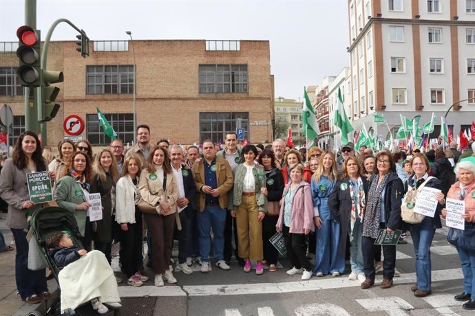 Representantes del PSOE de Jaén en la manifestación por la sanidad pública en Sevilla.