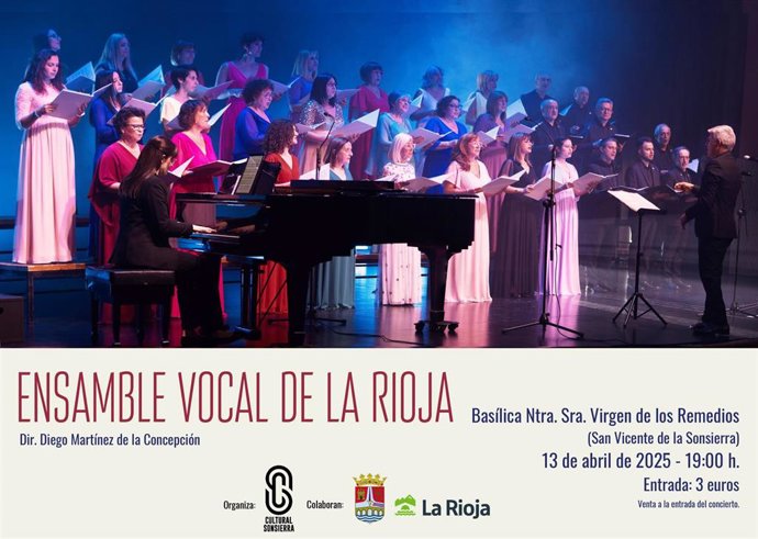 San Vicente de la Sonsierra acogerá el próximo 13 de abril un concierto de la coral 'ENSAMBLE CORAL DE LA RIOJA'