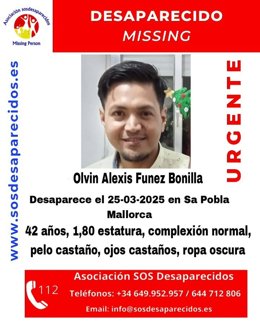 Cartel con imagen y descripción del desaparecido