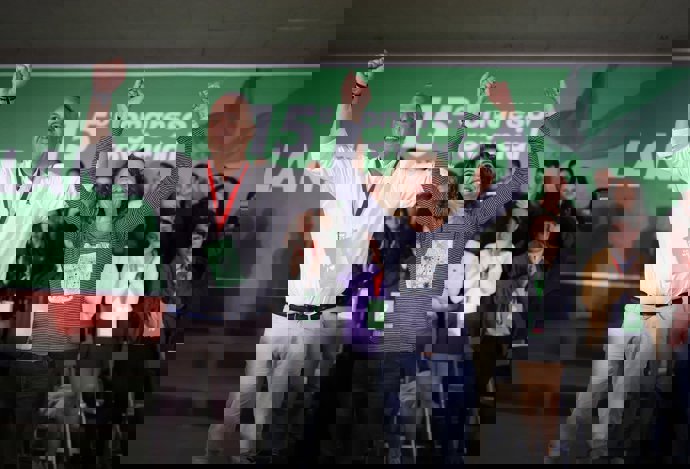 El secretario general del PSOE de Cádiz, Juan Carlos Ruiz Boix, y la secretaria general del PSOE-A, María Jesús Montero