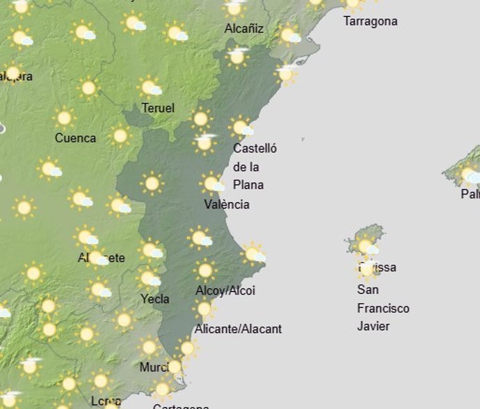 Predicción de Aemet en la Comunitat