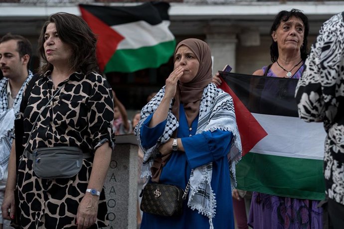 Archivo - Concentración propalestina ante el Ministerio de Asuntos Exteriores, a 10 de agosto de 2024, en Madrid (España). 