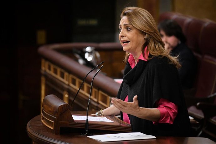 La portavoz de Coalición Canaria en el Congreso, Cristina Valido, interviene durante una sesión plenaria en el Congreso de los Diputados, a 25 de marzo de 2025, en Madrid (España). 