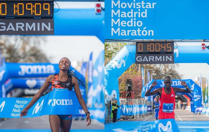 Los kenianos Emmy Jepkemoi Mutai y Levy Kibet Chematot conquistan el Movistar Madrid Medio Maratón 2025
