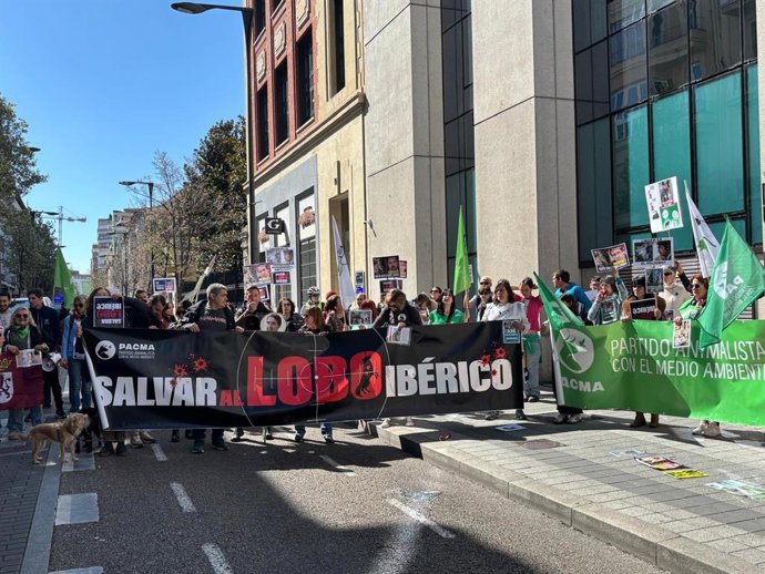 Manifestación en contra de la caza del lobo ibérico