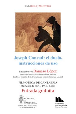 Cartel de la conferencia sobre el escritor Joseph Conrad, que se celebrará este martes, 8 de abril, en la Filmoteca 'Mario Camus'