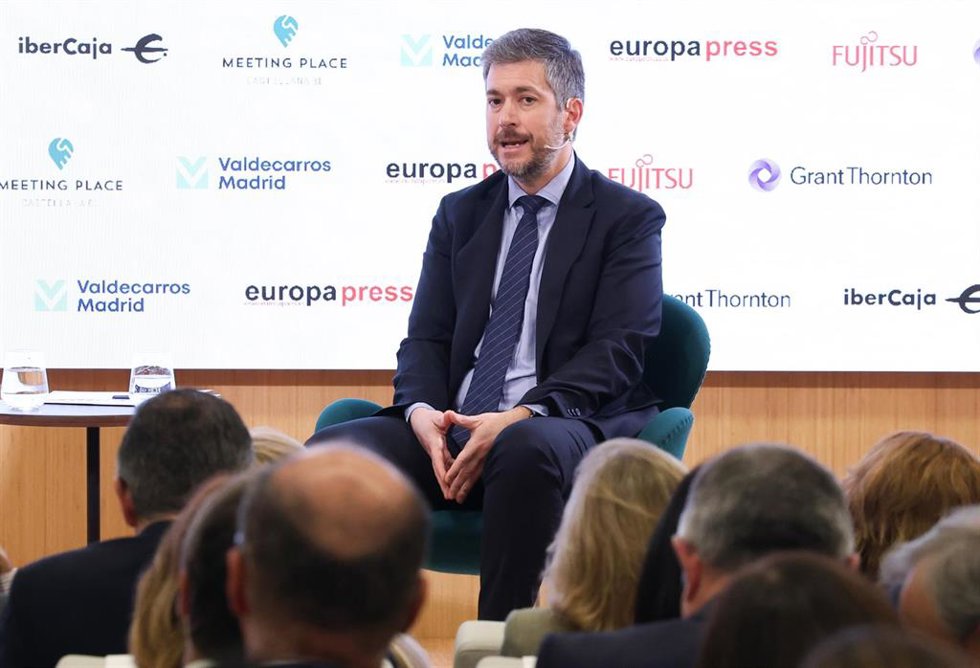 El consejero de Presidencia, Justicia y Administración Local de la Comunidad de Madrid, Miguel Ángel García Martín, interviene durante un Desayuno Madrid