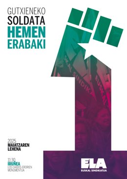 Cartel de la manifestación convocada el 1 de mayo en Pamplona por el sindicato ELA