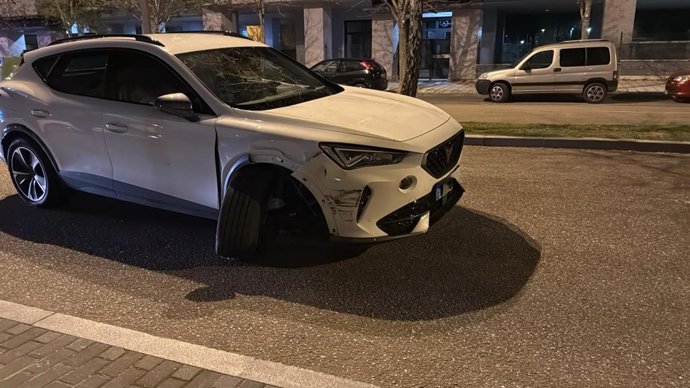 Imagen del vehículo tras colisionar con otros tres en Valladolid.