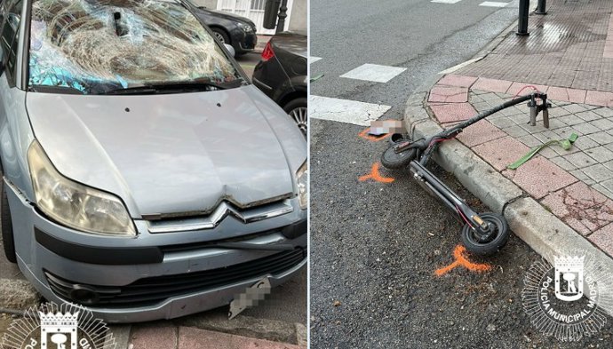 Detenido un conductor que arrolló al usuario de un patinete y se fugó tras arrastarle varios metros en su capó