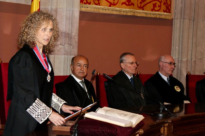 La nueva presidenta del TSJC, Mercè Caso, en la toma de posesión de su cargo