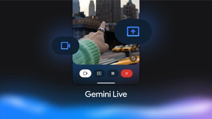 Novos recursos de compartilhamento de tela e vídeo ao vivo no Gemini Live.
