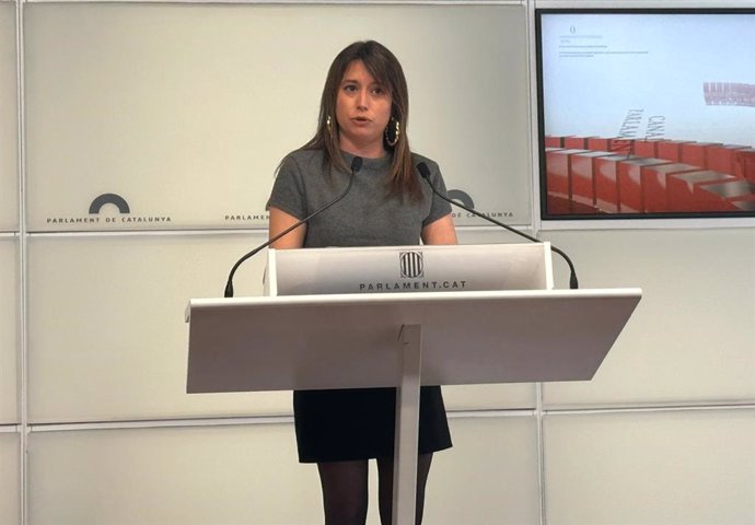 La diputada de la CUP en el Parlament Laure Vega en declaraciones por la Diada en el homenaje a Gustau Muñoz