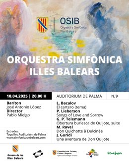La literatura de Neruda y Cervantes, protagonistas en el noveno concierto de temporada de la Sinfónica de Baleares