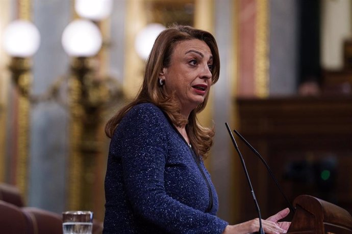 La portavoz de Coalición Canaria en el Congreso, Cristina Valido, interviene durante una sesión de control al Gobierno, a 26 de marzo de 2025, en Madrid (España). 