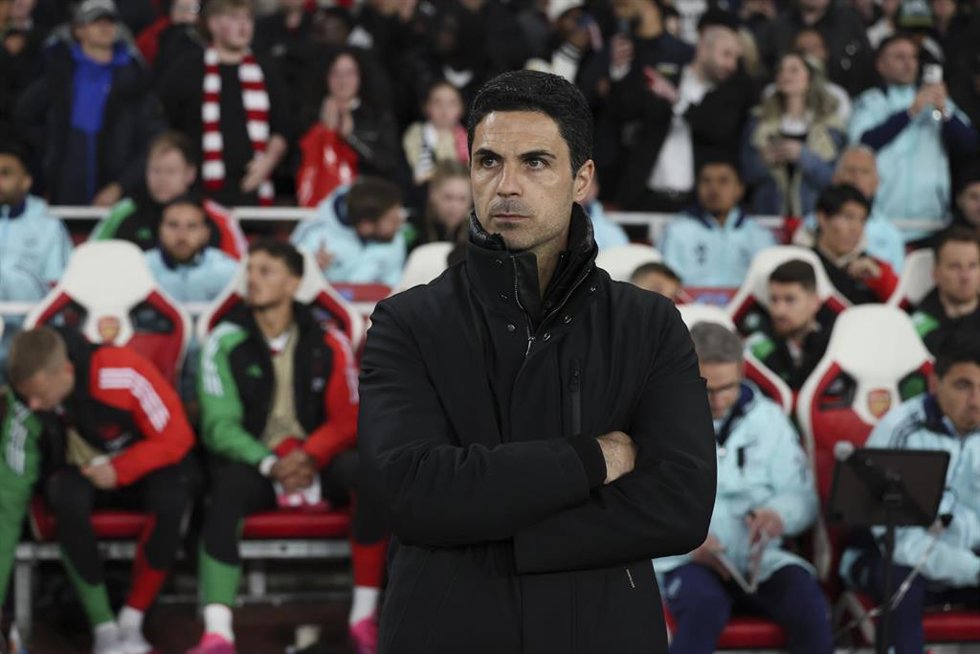 Mikel Arteta durante el Arsenal-Real Madrid de la Liga de Campeones 24-25