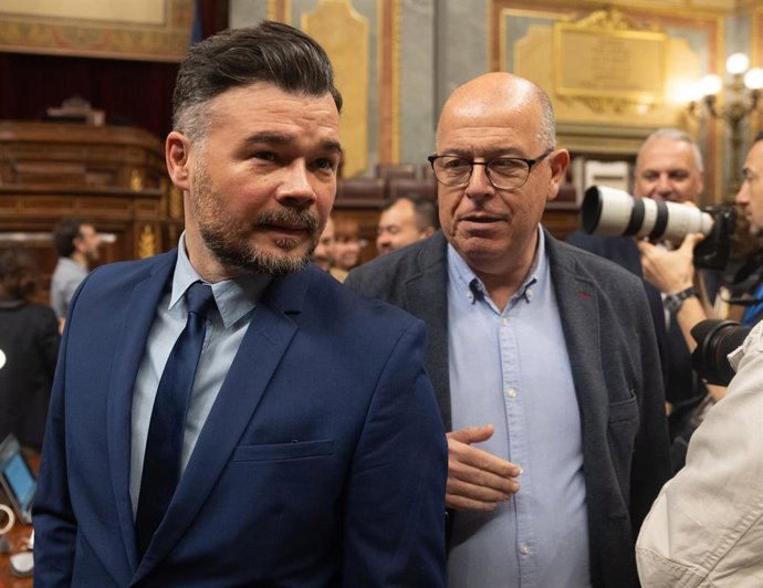 O porta-voz da ERC no Congresso, Gabriel Rufián, em sua chegada ao Congresso.
