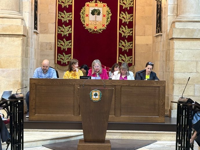 Lectura de una declaración institucional en el pleno de Junta Generales de Gernika