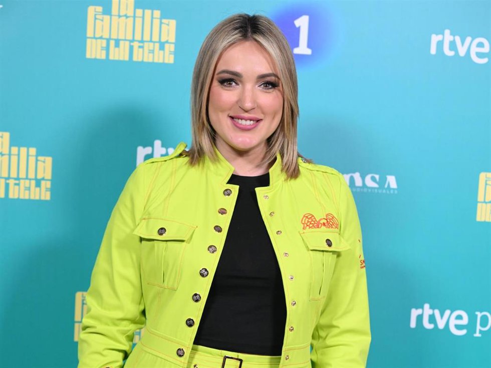 Marta Riesco durante la fiesta de presentación de La familia de la tele