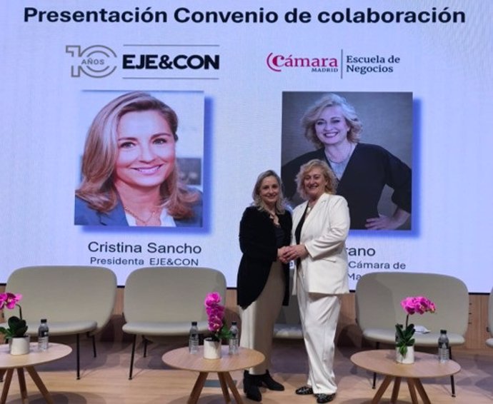 Eva Serrano, vicepresidenta primera de la Cámara de Comercio de Madrid, y Cristina Sancho, presidenta de EJE&CON y de la Fundación Aranzadi LA LEY