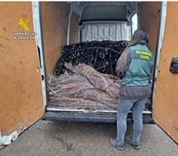 Cable recuperado por la Guardia Civil en una de las intervenciones.