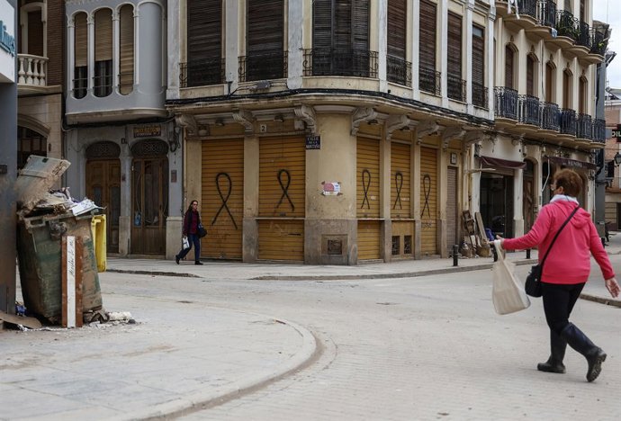 Archivo - Arxiu - La localitat d'Algemesí després del pas de la dana. Imatge d'arxiu.